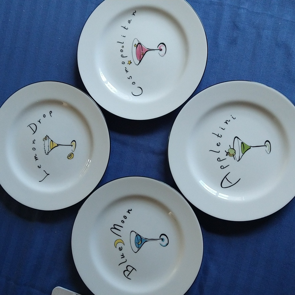 Pottery Barn 4 assorted cocktail plates